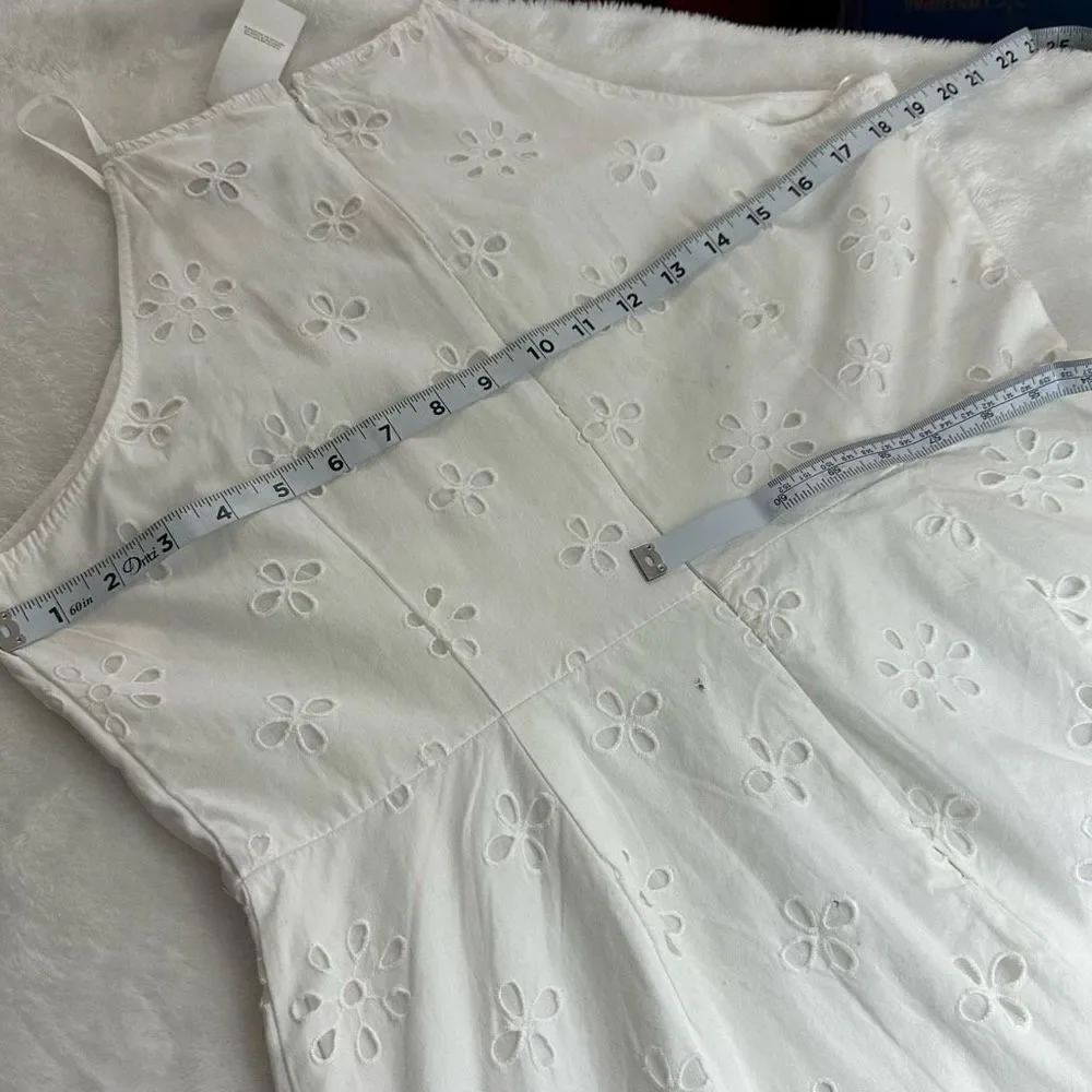 Loft Women's‎ Size 10 Square Neck Eyelet Lace White Mini Dress 100% Cotton New